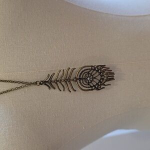 Bronze Feather Pendant Necklace
